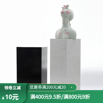 现代简约酒店大堂别墅玄关装饰品方形爵士白大理石雕塑台可定制|ms