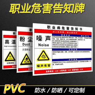 Dust Occupational Disease Hazard Information Card, Hygiene and Safety Awareness Card, Factory Workshop Noise, Paint, Sulfuric Acid, Hydrochloric Acid