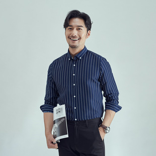 Cross-border supply one-piece delivery men's striped long-sleeved shirt men's long-sleeved trendy fashionable shirt men's shirt
