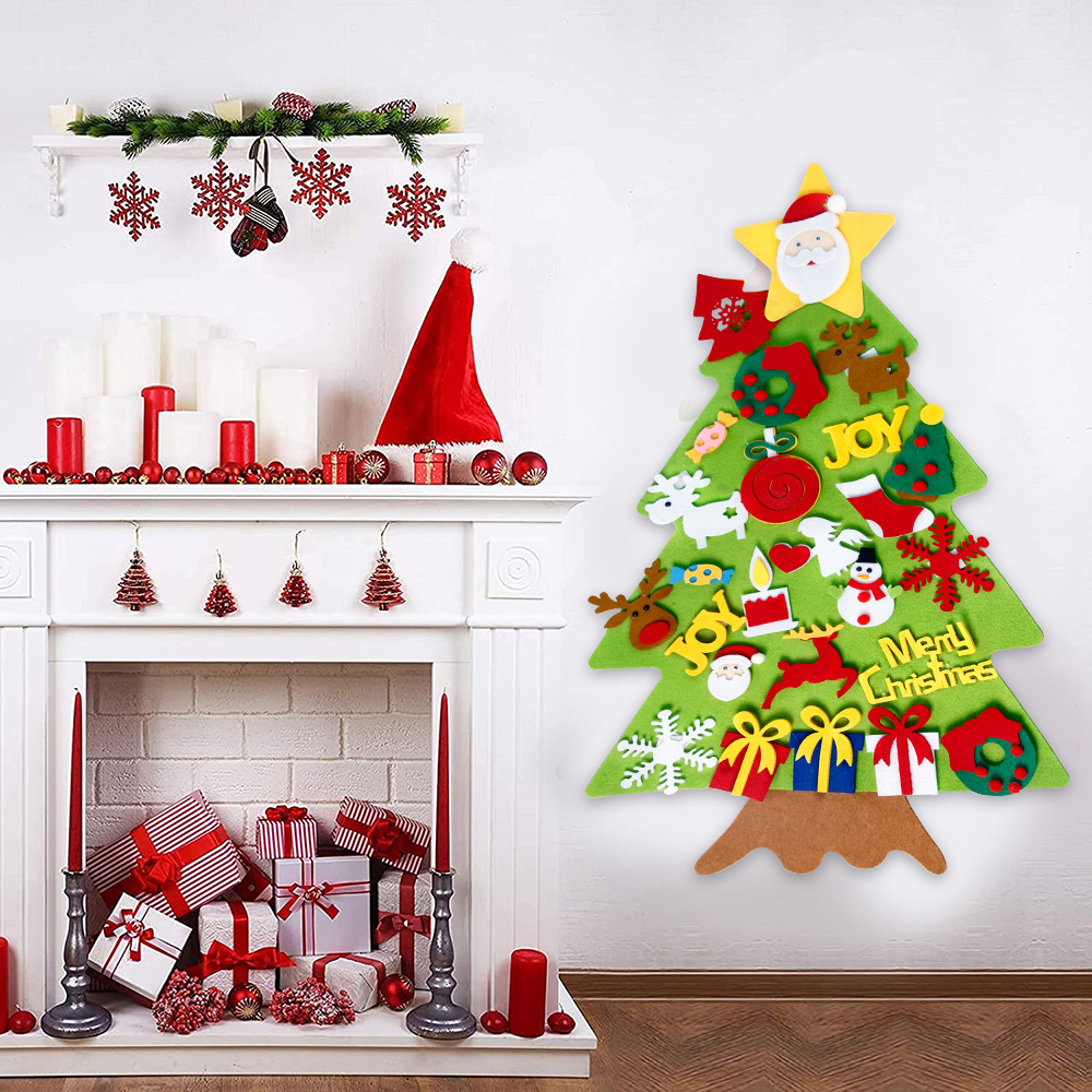 Amazon nuevo fieltro de navidad árbol de navidad tridimensional colgante decoración interior decoración DIY navidad decoración árbol colgante
