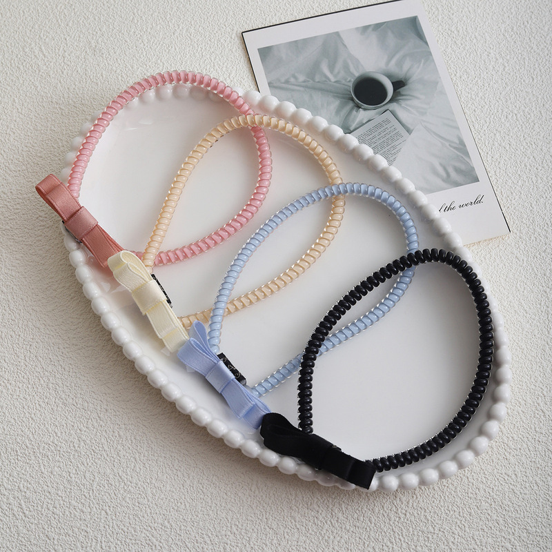 Telephone Cord Hair Rope Hair Hoop Female Atmosphere Hair Tie Bow Ponytail Hair Band Head Rope Bracelet Dual-Purpose Necklace Hair Tie