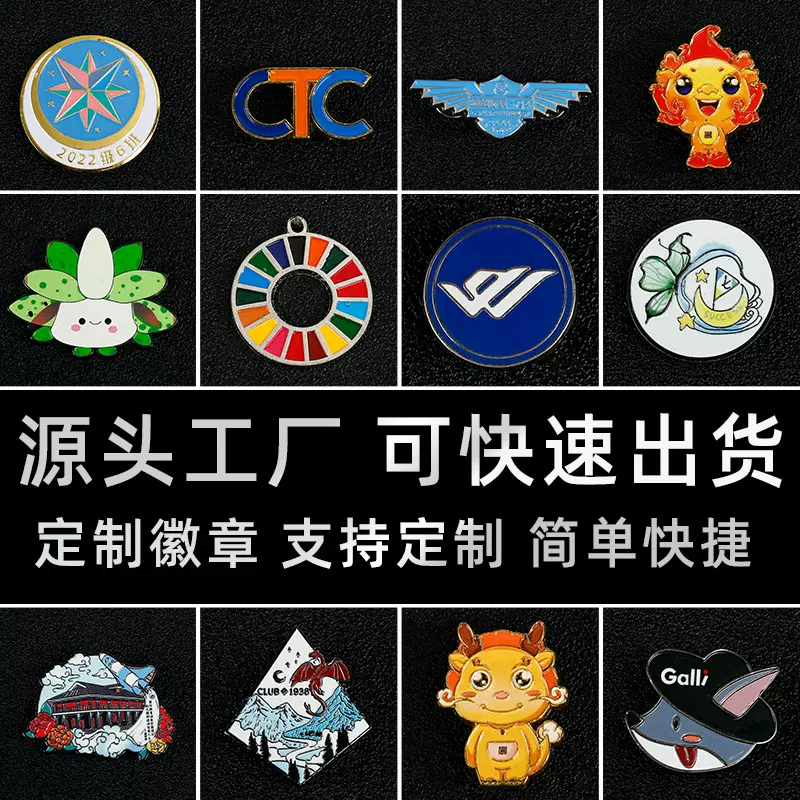 金属徽章定制烤漆珐琅锌合金创意胸章奖章胸章司徽校徽班徽可定做