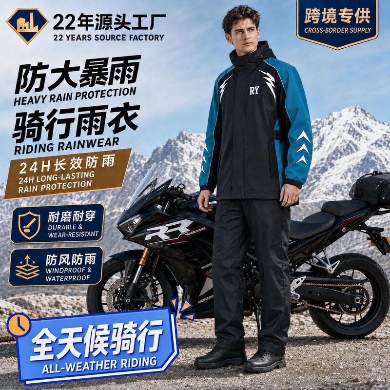 Raincoat for motorcycle riders, unisex, adult, suitable for outdoor use, for delivery riders, mountain climbing, and cycling, rainproof, two-piece jacket