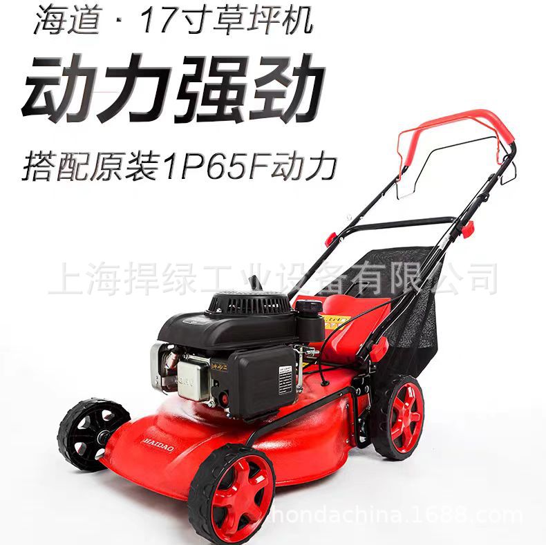 海道17寸小型家用除草机手推式草坪机汽油割草机自走草坪机