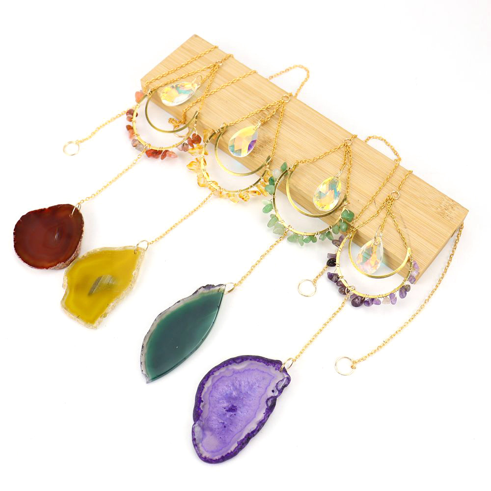 Pendentif Carillon Éolien En Cristal Naturel Moon Sun Catcher display picture 3