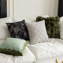 绿色系复古沙发抱枕套ins风轻法式样板间客厅靠枕轻奢床上靠背垫