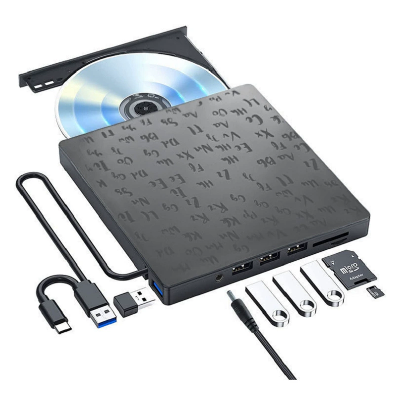 Внешний оптический привод DVD-рекордер, док-станция для компьютера расширения, HUB 7-в-1, мультифункциональный легкий привод, двойной интерфейс Type-C