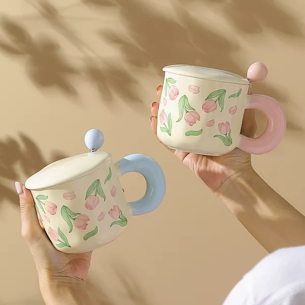 Goddess Gift New Style Tulip High-Value Ceramic Mug Gift Box High-End Water Cup Souvenir Gift
