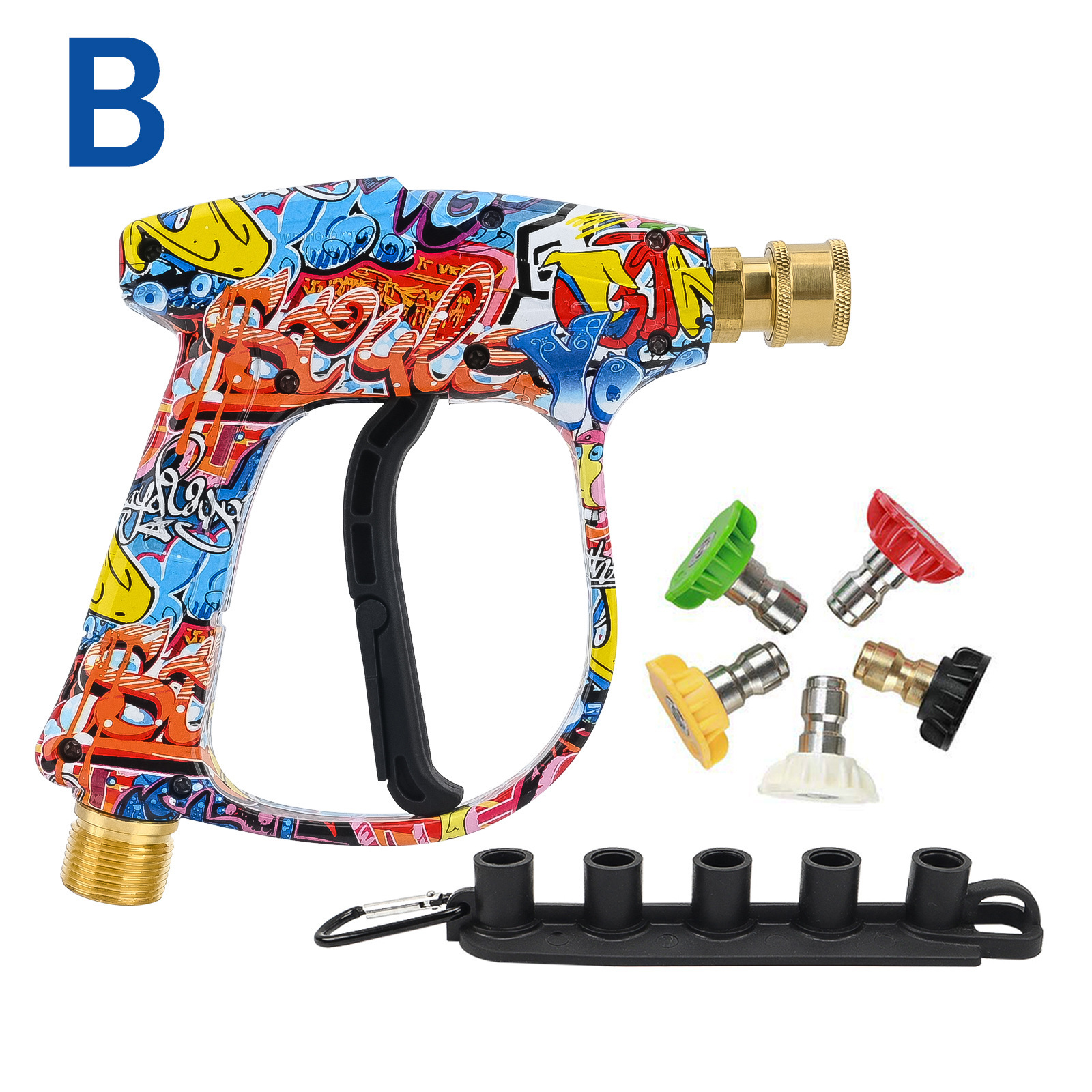Máquina de limpieza de alta presión pistola de agua de lavado de automóviles 5 boquillas de color en forma de ventilador columnar nueva edición limitada cabeza de pistola de agua pintada M22 pistola de agua