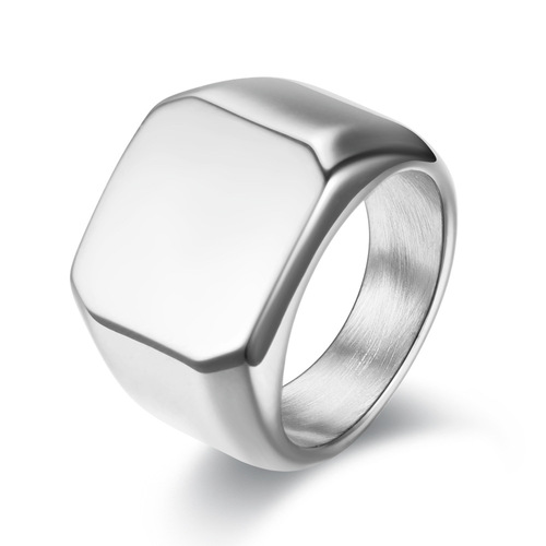 European and American men's rings, square solid smooth titanium steel rings, stainless steel rings that can be engraved with LOGO