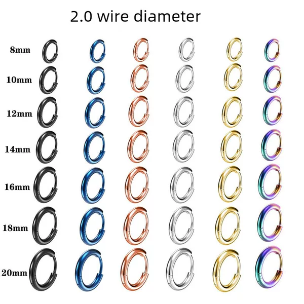 Wholesale 2.0 diameter coil earrings European and American fashion simple stainless steel coil earrings cross-border hot sale