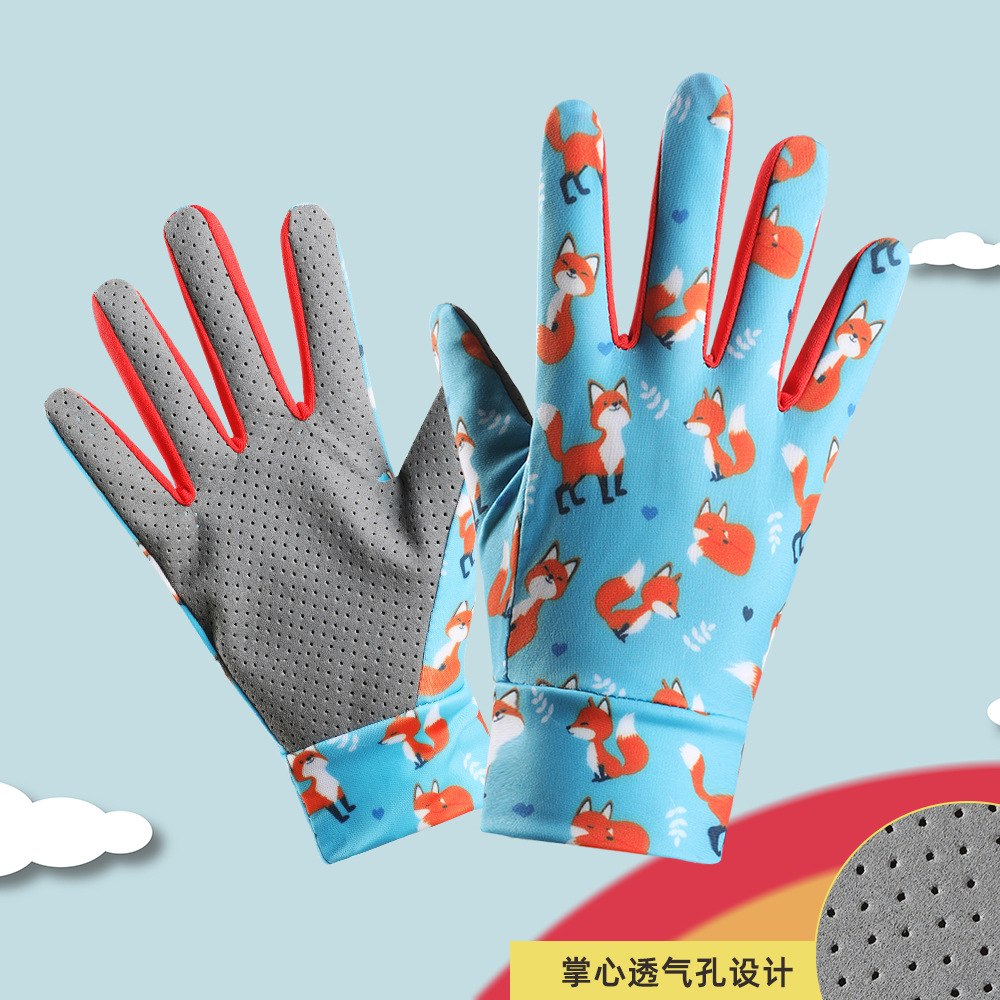 Guantes de equitación para niños dedo largo Delgado verano protección solar niños dibujos animados patinaje sobre ruedas coche deportivo niños y niñas guantes