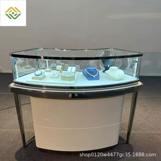 展示柜珠宝首饰柜银饰文创烤漆展柜透明不锈钢玻璃柜台专卖柜批发