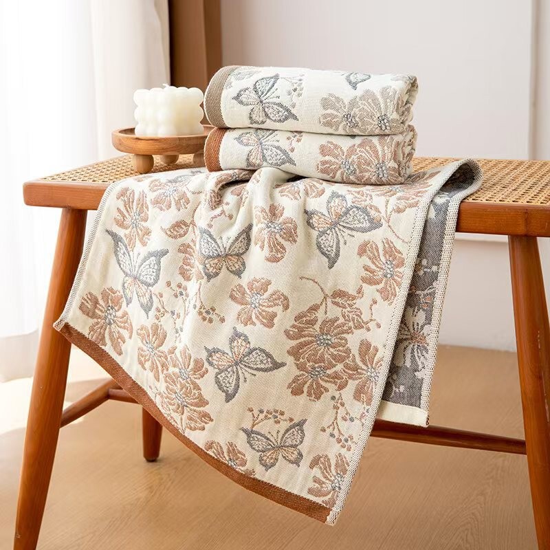 Pure Cotton Towel, Class A, Hemp Jacquard Multi-Layer Gauze, Customizable with Logo, One-Piece Dropshipping, Face Towel, Washcloth