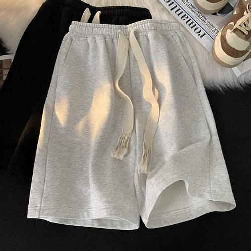 Pure Color Drawstring Sports Shorts for Men, Summer Versatile Fashion Loose Casual Youthful Energetic Five-Pocket Underwear