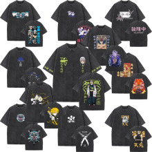 ŷ�봿��Washed Vintage Anime Demon Slayer Graphic T-