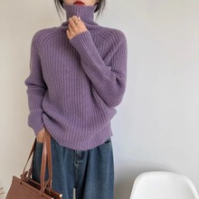 韩版细闪加厚保暖高领毛衣女装秋冬季高级感温柔慵懒风针织衫上衣