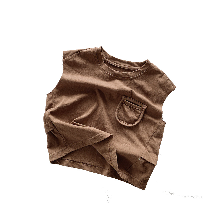 Chaleco sin mangas para niños ~ verano nuevo estilo coreano para niños algodón transpirable camiseta personalizada bebé moda japonesa ropa para niños
