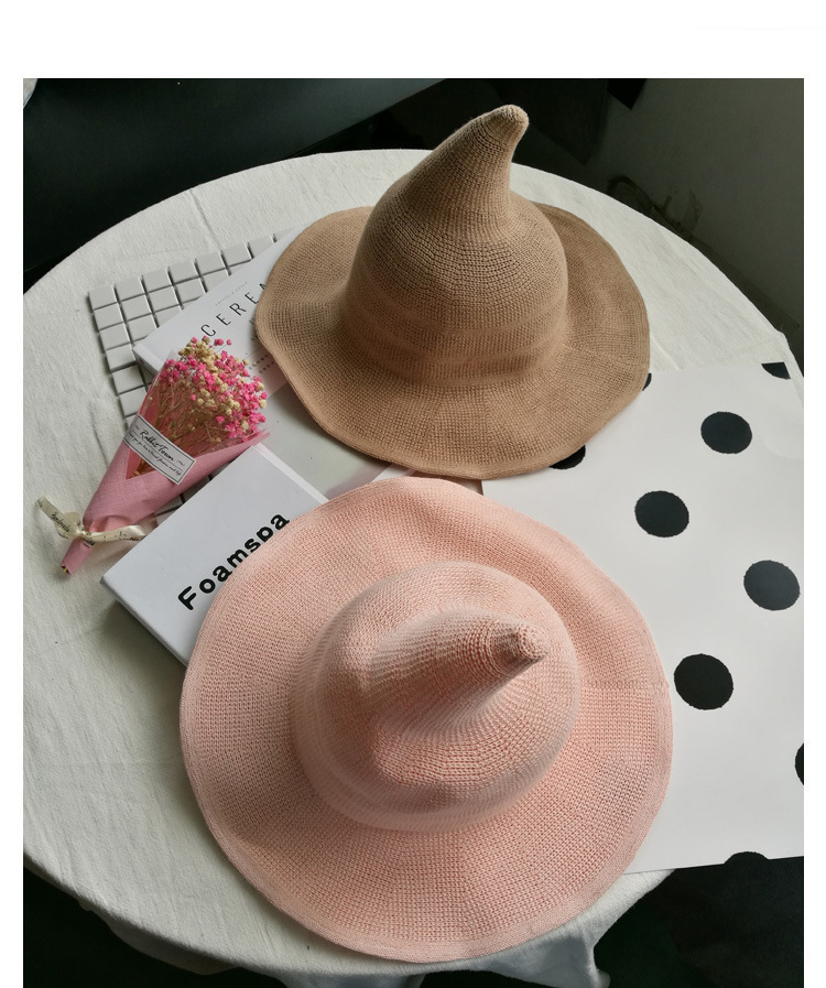Vintage Halloween Frau Hexenhut Kostüm Wolle Strickmütze für Party Cosplay Maskerade Hut Festival Dekoration Zubehör – Detail 6