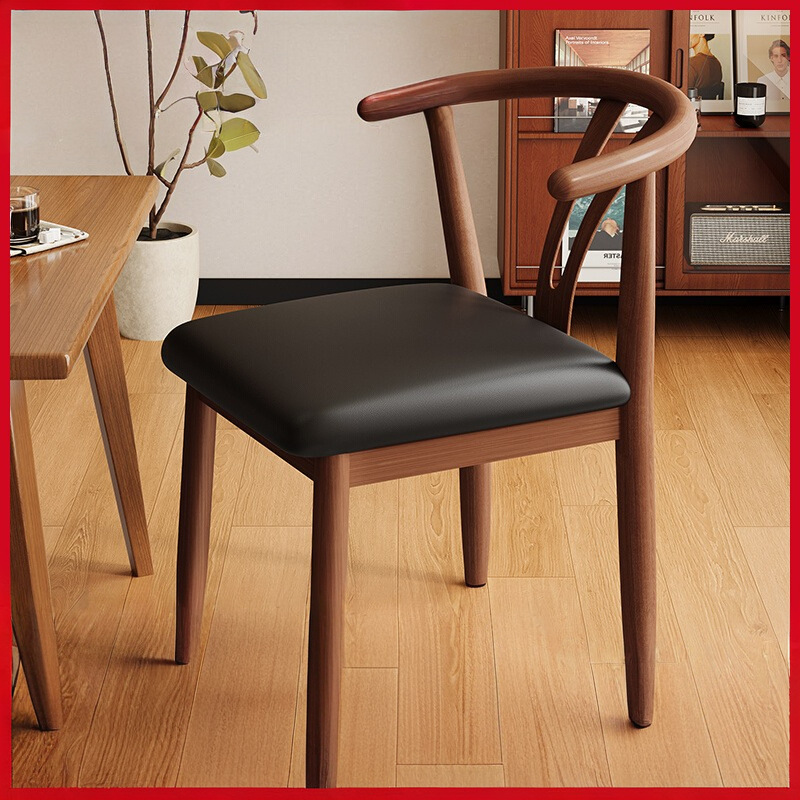 Silla de comedor doméstica china retro nueva silla de estilo chino sala de alquiler taburetes de respaldo simple mesa de comedor de metal silla de cuerno