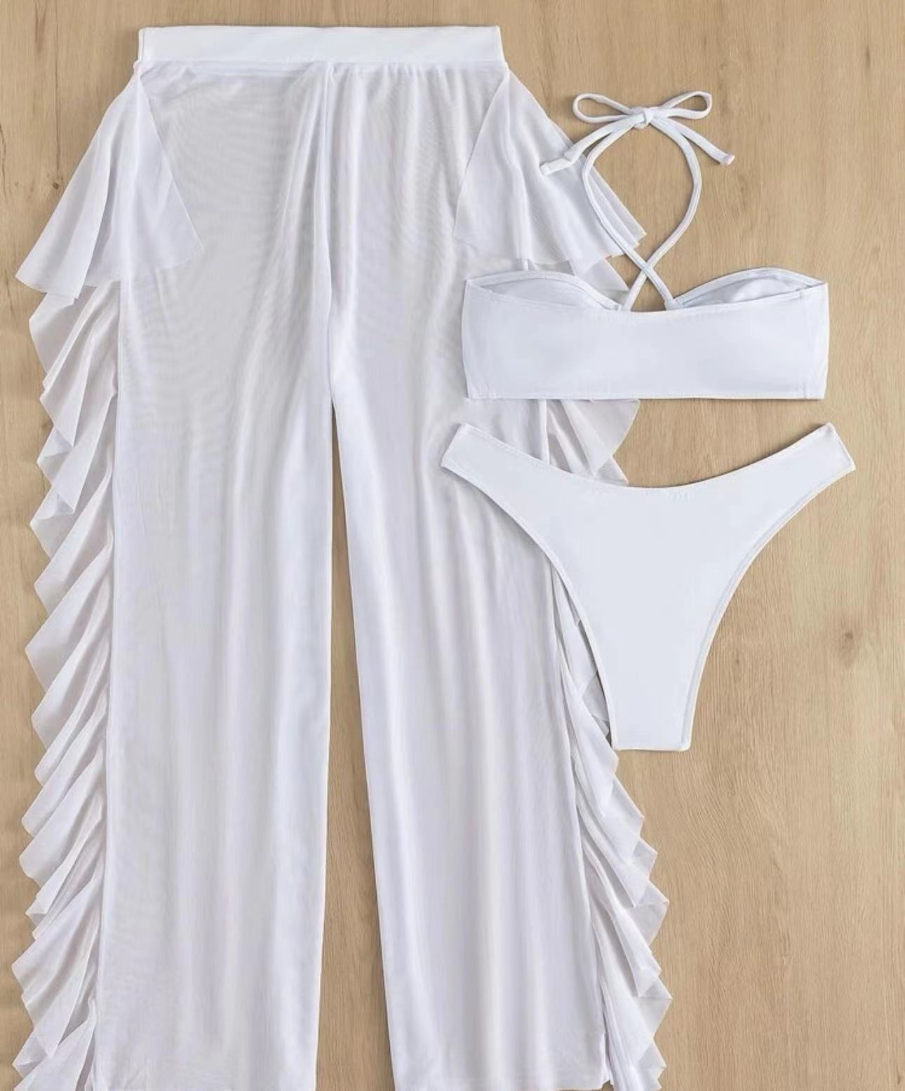Women's Solid Color 3 Pieces Set Bikinis Swimwear display picture 13