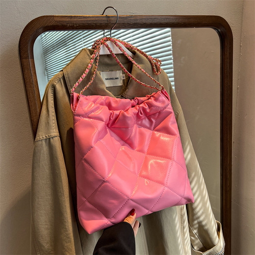 Large-capacity diamond bag women's new summer all-match commuter shopping bag chain bag high-end shoulder bag