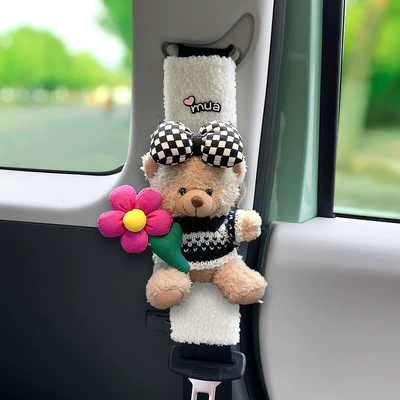 Car Decoration Protection, Seat belt shoulder pad - 05-lambswool-doll-shoulder-straps