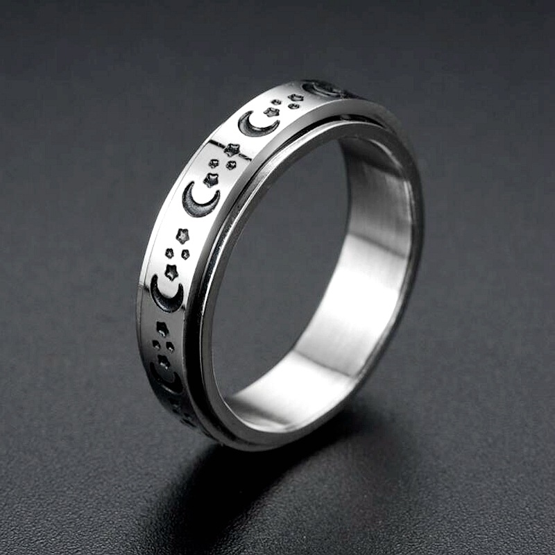 Fashion Titanium Steel Rotatable Letter Couple Rings Jewelry Wholesale display picture 2