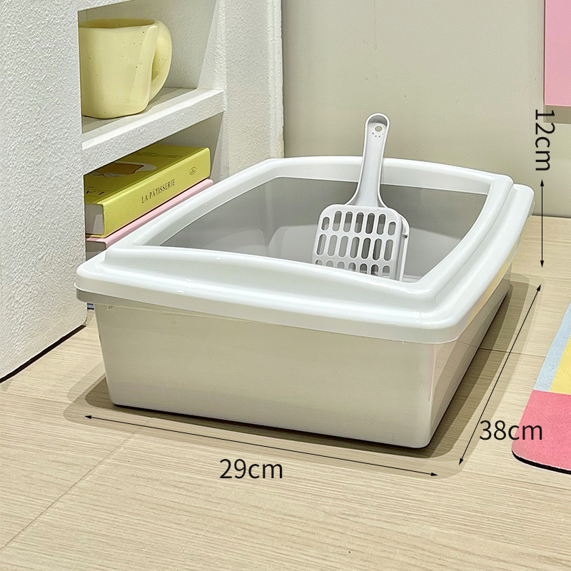 卸売猫トイレ半密閉型猫トイレ無料猫砂スコップシンプルな猫トイレ猫ケージ小型オープン猫トイレ|undefined