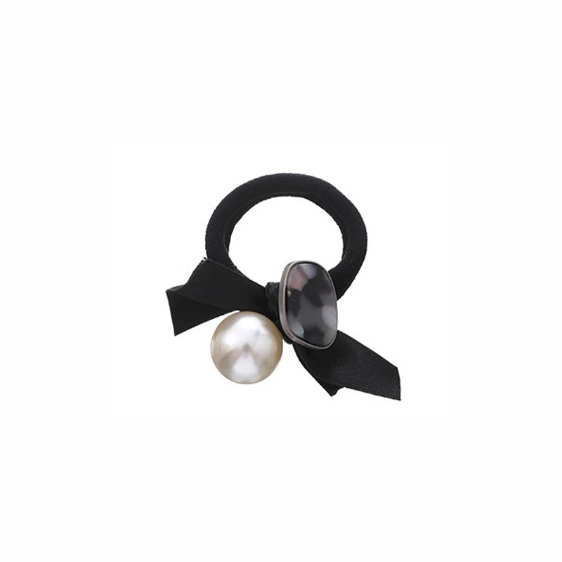 Banda de pelo de perlas cuerda de pelo de cola de caballo de alto grado para mujeres chicas temperamento simple banda de goma no daña el cabello cubierta de cuero accesorios para el cabello