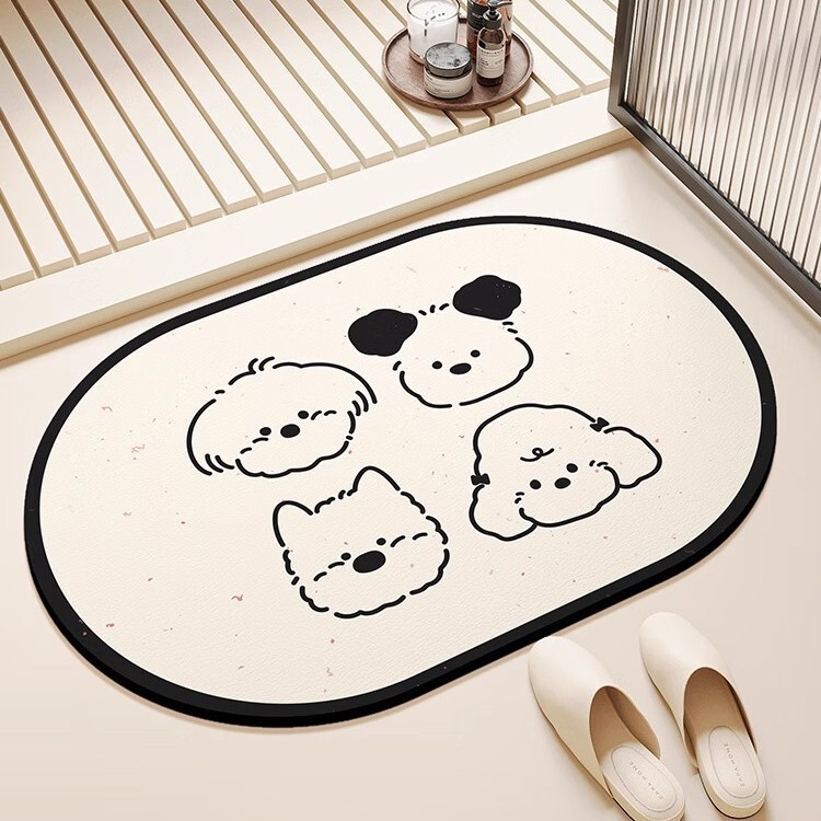 Cartoon Diatom Mud Floor Mat Toilet Water Absorbent Quick-drying Foot Mat Bathroom Doorway Anti-slip Mat Household Sludge-resistant Entrance Mat