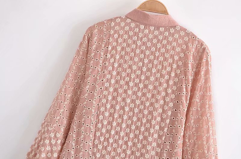 embroidery midi shirt long sleeve dress NSAM59930