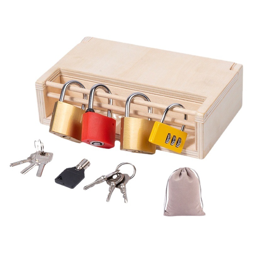 Caja de desbloqueo Montessori de madera para niños kindergarten habilidad práctica educación temprana desbloqueo material didáctico juguetes educativos