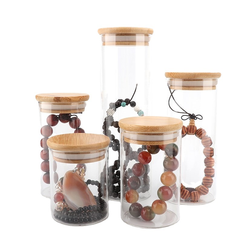 Wenwan pantalla sellada pulsera de botella cuentas de Buda a prueba de polvo frasco de almacenamiento de vidrio Pantalla de almacenamiento sellado frasco de almacenamiento transparente