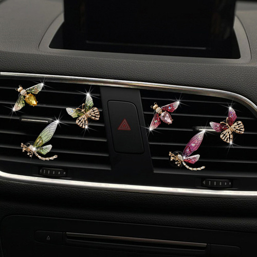 New exquisite metal butterfly dragonfly bee car air freshener clip for air vent car decoration