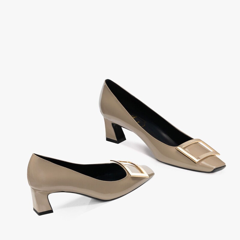 2026 European and American Style Square-Toe Shallow-Mouthed Commuting Professional Work Women's Shoes, Patent Leather Square Buckle, Chunky Mid-Heel, Comfortable and Versatile