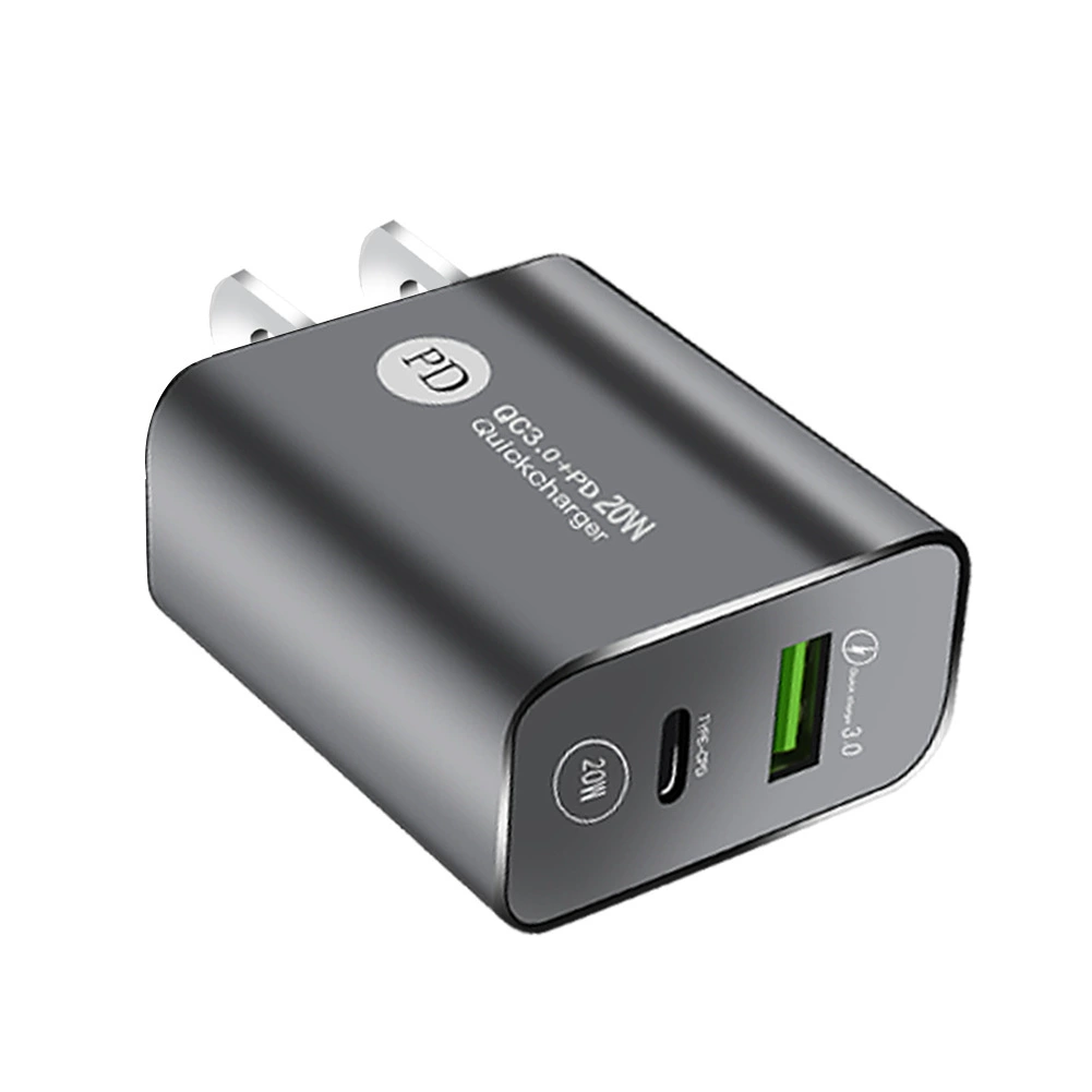 Портативное зарядное устройство PD12W, USB + Type-C, 5V 2.4A (PD/20W), европейская и американская вилки, черное/белое