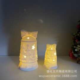 圣诞白瓷小夜灯桌面氛围灯床头灯古风卧室睡眠灯灯泡酒吧装饰台灯