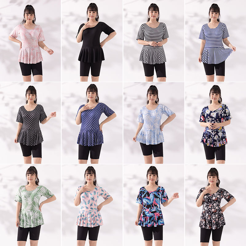 Traje de baño de una pieza para damas de mediana edad, tamaño extra grande, traje de baño de primavera caliente de adelgazamiento conservador de niña gordita