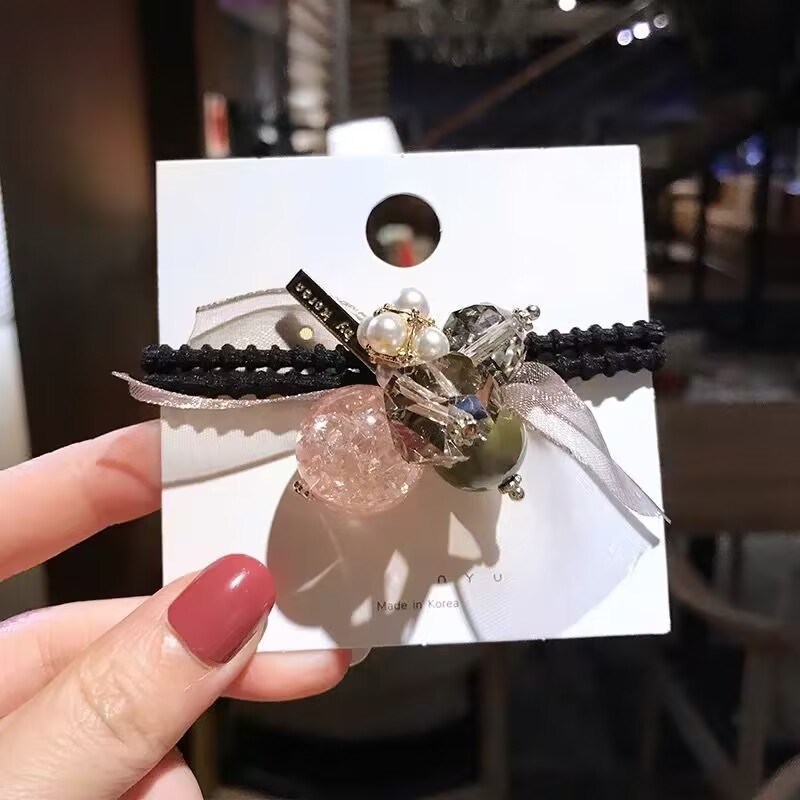 Banda de pelo de estilo coreano cuerda de pelo nueva banda de goma de moda de cristal de gama alta corbata cuerda de pelo pulsera banda de pelo dulce accesorios para el cabello