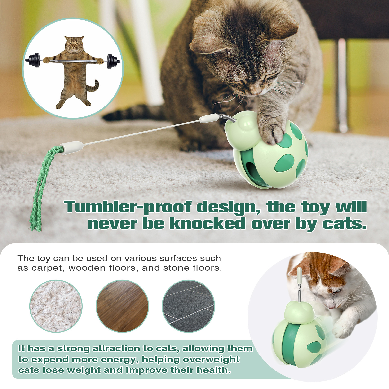 Self-Righting Beetle Cat Teaser Toy with Treat Dispenser & Wobble Design 112-251001