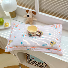 纱布儿童枕套全棉印花枕头套双层纱压线30*50枕套超柔纱四季枕套
