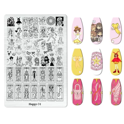 Art Stamping Plate Kt Cat: Dırnaq bəzəkləri - happy-031-with-back-plate