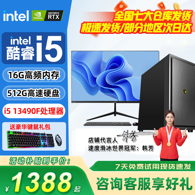 CZZ酷睿i5 台式电脑13代4060游戏独显吃鸡组装电脑台式机电脑主机