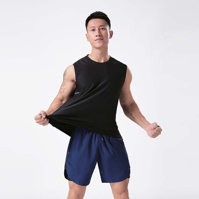 Verano hombres Fitness correr Chaleco de secado rápido cuello redondo suelta absorción de humedad transpirable sin mangas en stock logotipo impreso personalizado