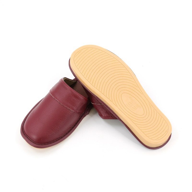 Factory Direct Supply Gifts for All Seasons Cowhide Slippers Indoor Non-Slip Home Tbottomon Bottom Baotou Couple Style Genuine Leather Slippers