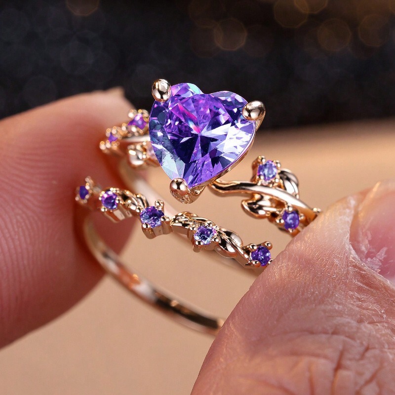 Ouni Cross-Border Hot Sale Shein New Style Inlaid Zircon Diamond Heart-Shaped Ring Set Fashion Retro Simple Ruby Ouni Cross-Border Hot Sale Shein New Style Inlaid Zircon Diamond Heart-Shaped Ring Set Fashion Retro Simple Ruby