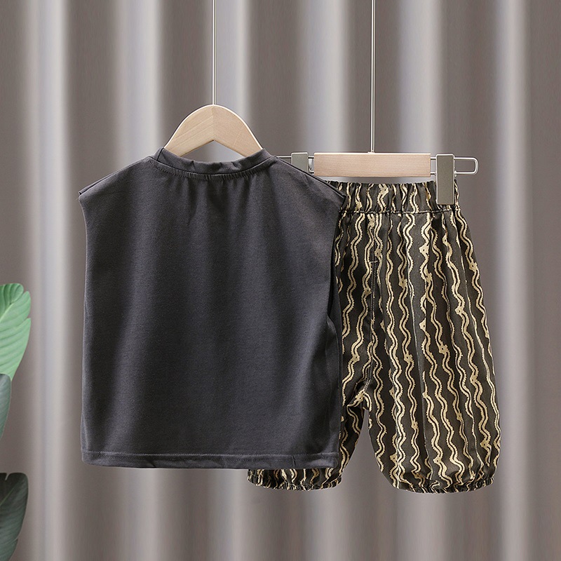 3527 ropa de verano para niños traje de niños verano 2023 nuevos niños chaleco sin mangas para Bebés Ropa exterior traje de dos piezas
