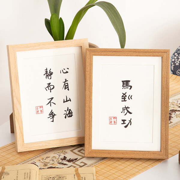 wooden table wall photo frame from natural wood