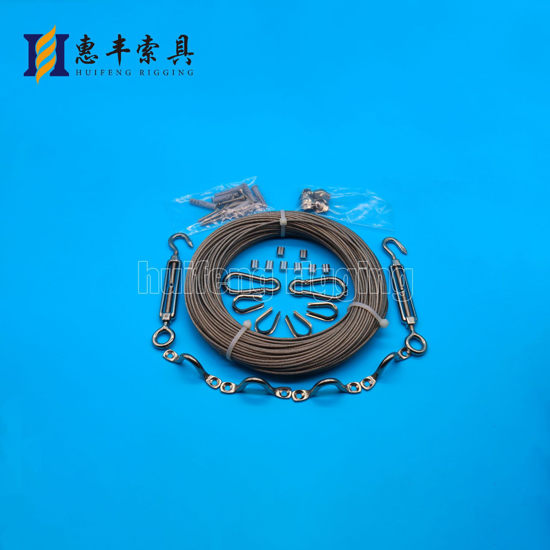 Flower basket wire rope outdoor lamp suspension kit turn buckle wire rope tension with hook cable